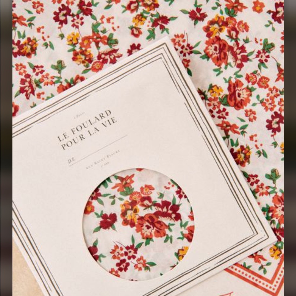 Sezane Vibrant Floral Scarf - Red, Green, Yellow